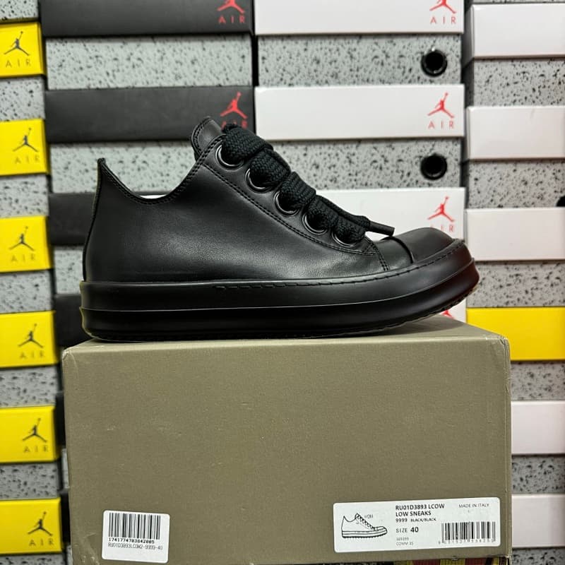 420Y【GZ batch】RO / Rick Owens 瑞克·欧文斯(36-46)全黑粗鞋带