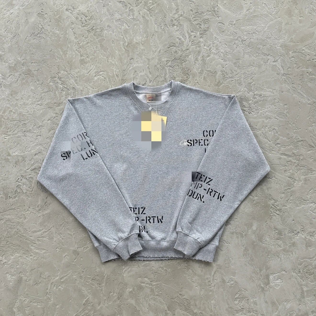 HMP cracked-print hemmed crew-neck sweatshirt