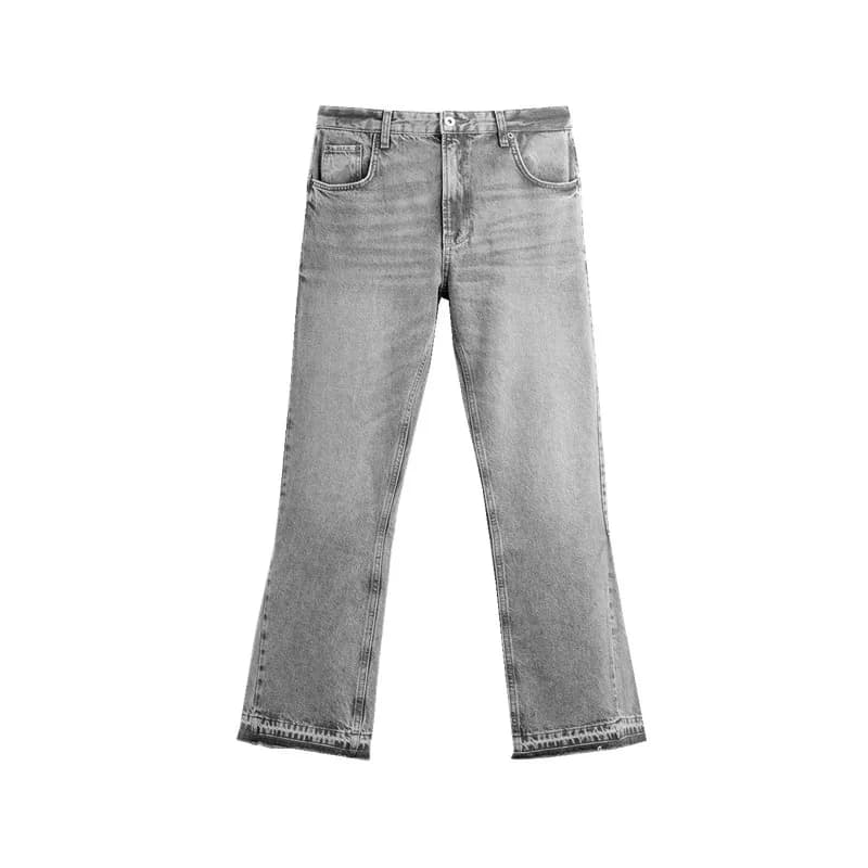 Calça jeans masculina longa com lavagem retrô