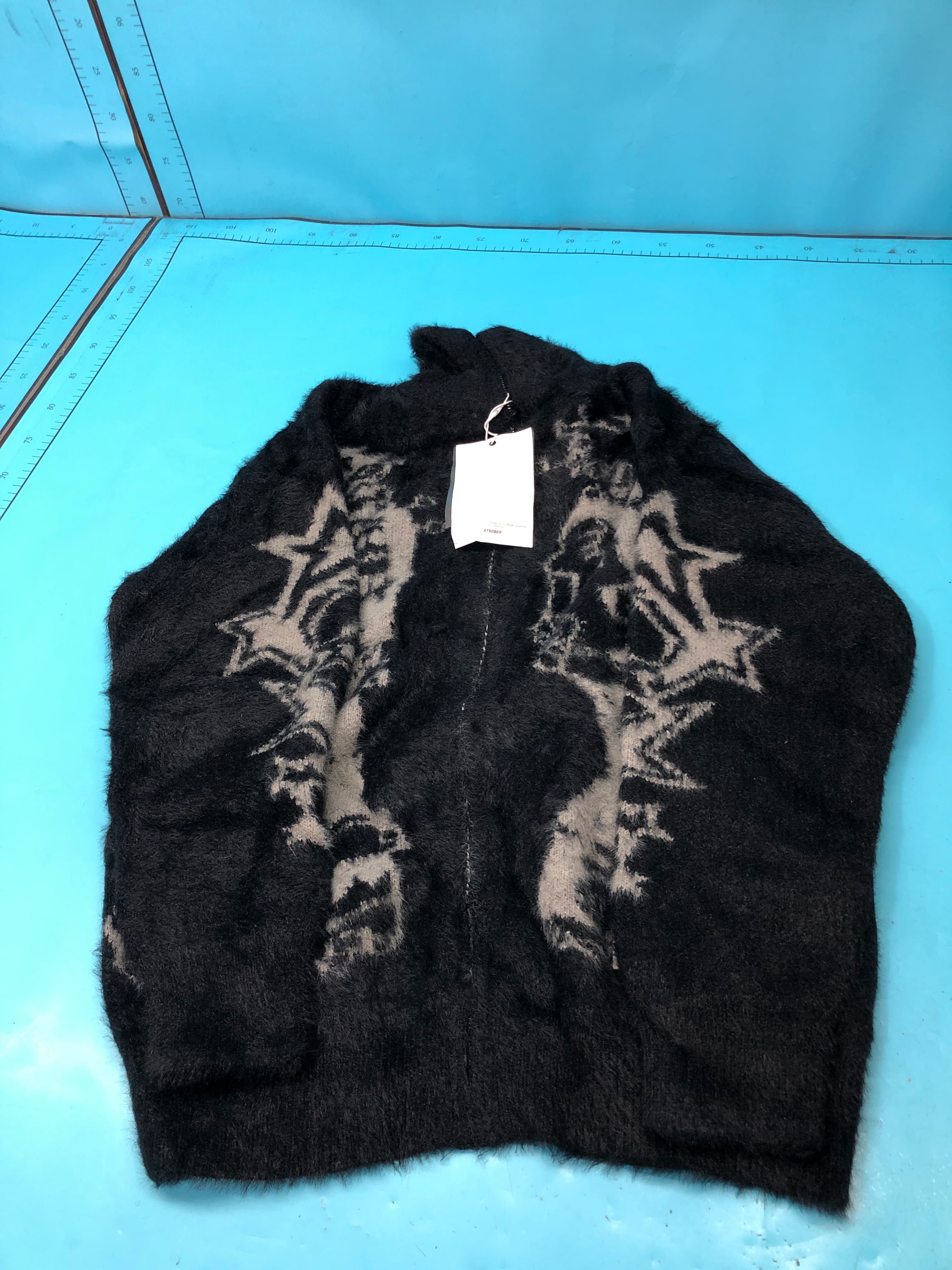 Romecl Fall and winter Atmosphere Stylish Casual Abstract Jacquard Cardigan Sweater Men and Women Couple Loose Knitting Outwear